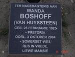 BOSHOFF Wanda nee VAN HUYSSTEEN 1925-2004