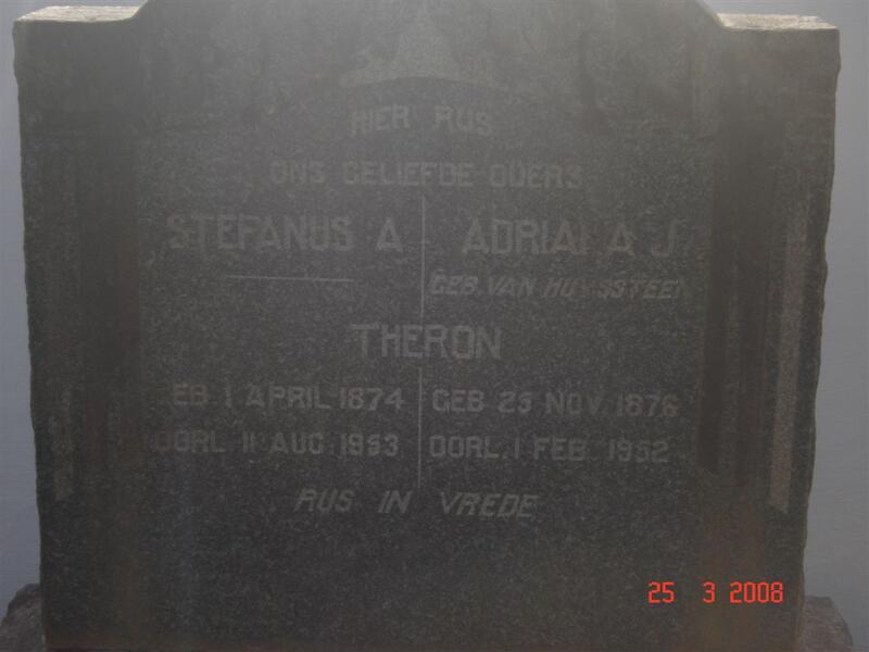 THERON Stefanus A. 1874-1963 & Adriana A.J. VAN HUYSSTEEN 1876-1952