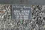 SANSOM Ada Anne 1930-2012