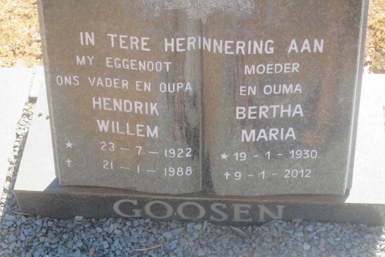 GOOSEN Hendrik Willem 1922-1988 & Bertha Maria 1930-2012