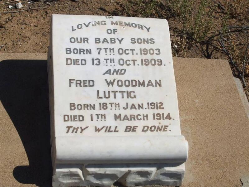 LUTTIG Fred Woodman 1912-1914 :: LUTTIG Baby boy 1903-1909