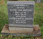 BOOYENS Matthew Martin 1929-1994 & Hester Anna 1892-1965