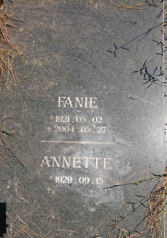 ? Fanie 1921-2004 & Annette 1929-