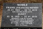 NOBLE Frank Henry 1923-2010 & Janet 1925-2016