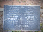KLERK Andries Petrus, de 1899-1994 & Martha Francina J.C. 1906-1983