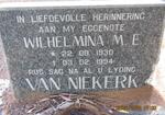 NIEKERK Wilhelmina M. E., van 1930-1994
