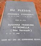 PLESSIS Johannes Stephanus, du 1945-2019 & Susanna Francina Petronella VERMAAK 1949-