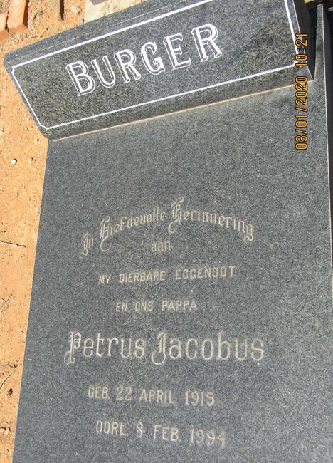BURGER Petrus Jacobus 1915-1994