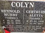 COLYN Reynold Murry 1933-2016 & Gertruida Aletta 1939-2017