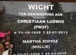WICHT Christiaan Ludwig 1925-2013 & Martha Sophia 1929-2018