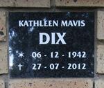 DIX Kathleen Mavis 1942-2012