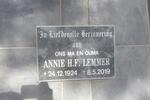 LEMMER Annie H.F. 1924-2019