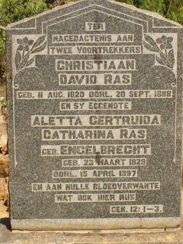 RAS Christiaan David 1820-1888 & Aletta Gertruida Catharina ENGELBRECHT 1828-1897