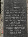 LUCK Wilhelm Phillip 1878-1948 & Paula Hermine 1882-1965 :: LUCK Johan -1977 :: LUCK Heinrich August 1920-1982