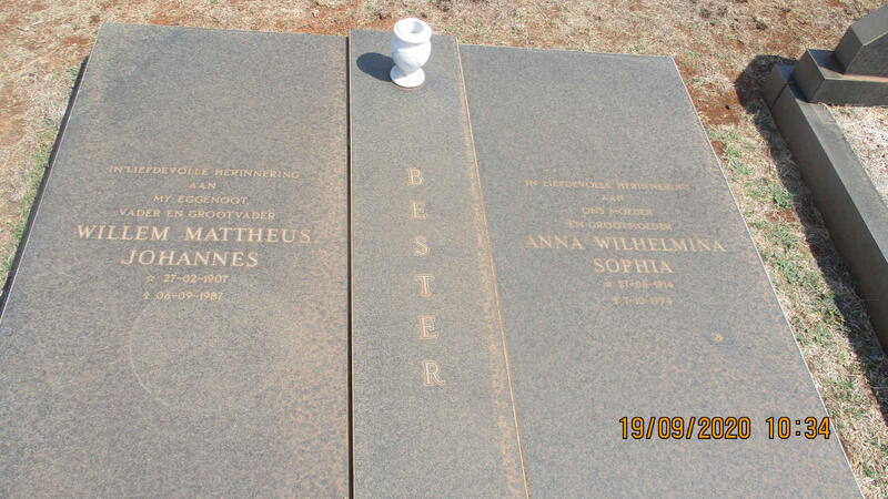 BESTER Willem Mattheus Johannes 1907-1987 & Anna Wilhelmina Sophia 1914-1994