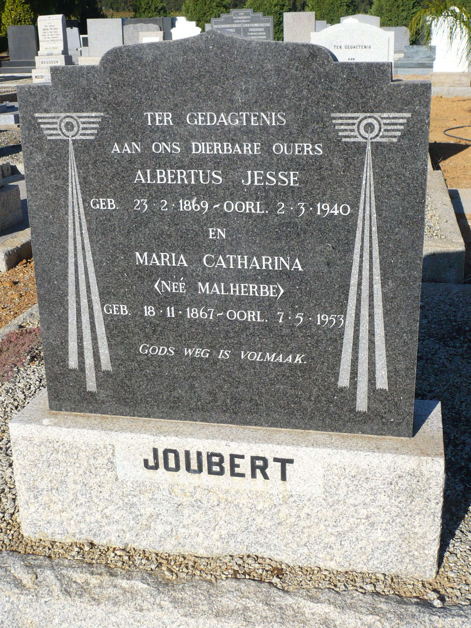 JOUBERT Albertus Jesse 1869-1940 & Maria Catharina MALHERBE 1867-1953