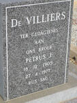 VILLIERS Petrus J., de 1905-1977