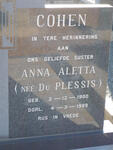 COHEN Anna Aletta nee DU PLESSIS 1900-1989