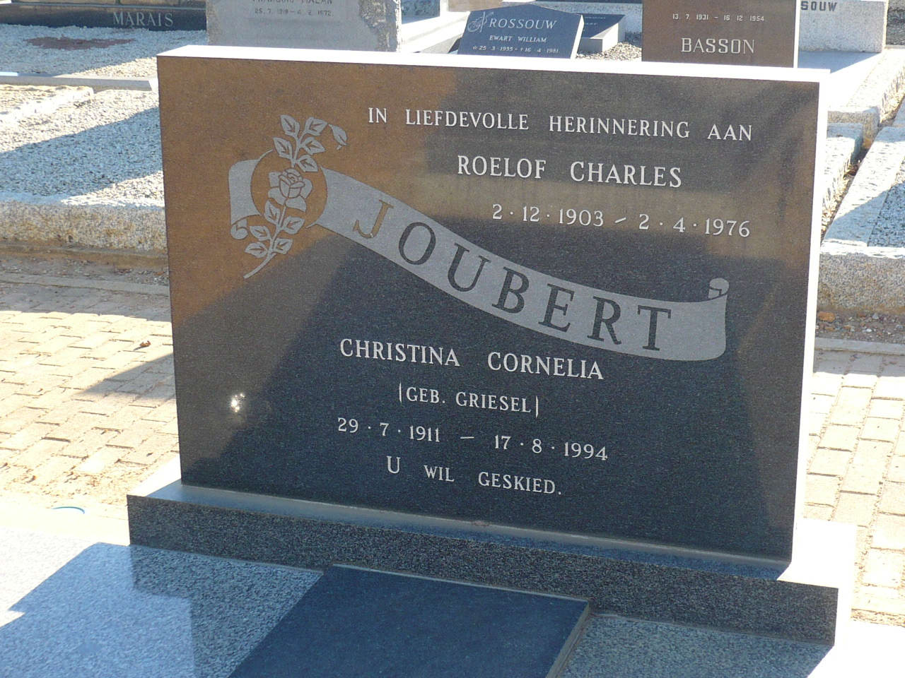 JOUBERT Roelof Charles 1903-1976 & Christina Cornelia GRIESEL 1911-1994