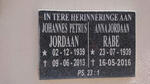 JORDAAN Johannes Petrus 1939-2013 & Anna Jordaan RABE 1939-2016