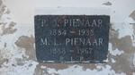 PIENAAR M.L. 1888-1967 & P.J. 1884-1938