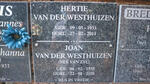 WESTHUIZEN Hertie, van der 1933-2011 & Joan VAN ZYL 1935-2020