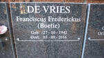 VRIES Franciscus Frederickus, de 1942-2016