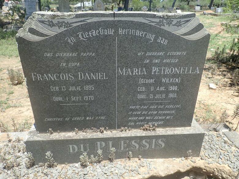 PLESSIS Francois Daniel, du 1895-1970 & Maria Petronella WILKEN 1900-1960