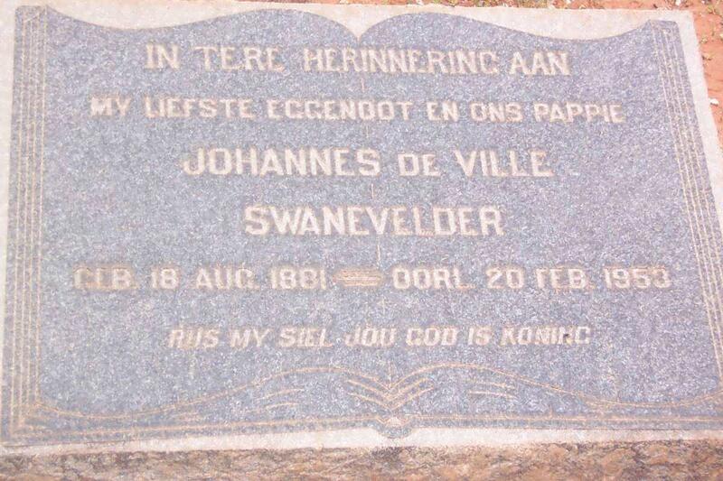 SWANEVELDER Johannes de Ville 1881-1953