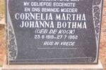 BOTHMA  Cornelia Martha Johanna nee DE KOCK 1919-1962