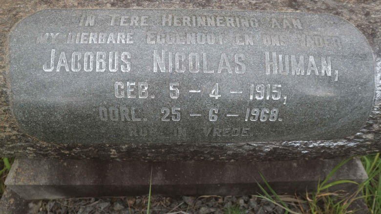 HUMAN Jacobus Nicolas 1915-1968