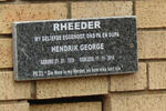 RHEEDER Hendrik George 1939-2014