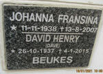 BEUKES David Henry 1937-2015 & Johanna Fransina 1938-2007