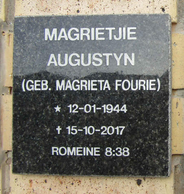 AUGUSTYN Magrieta nee FOURIE 1944-2017