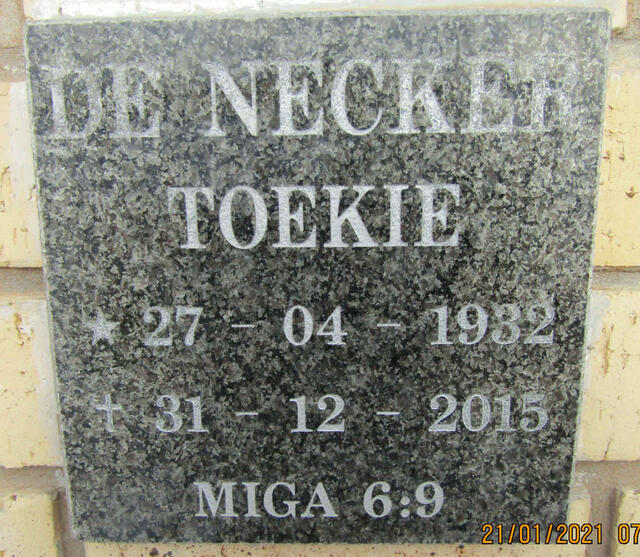 NECKER Toekie, de 1932-2015