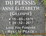 PLESSIS Anne Elizabeth, du nee GILLESPIE 1976-2017