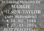 TAYLOR Margie, WILSON nee McHENDRIE 1944-2014
