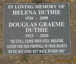 DUTHIE Douglas Graeme 1923-2020 & Helena 1926-2008