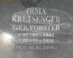 KRETSENGER Irma nee VORSTER 1944-1998