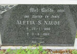 NAUDE Aletta S. 1899-1982
