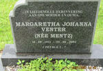 VENTER Margaretha Johanna nee MENTZ 1921-2002