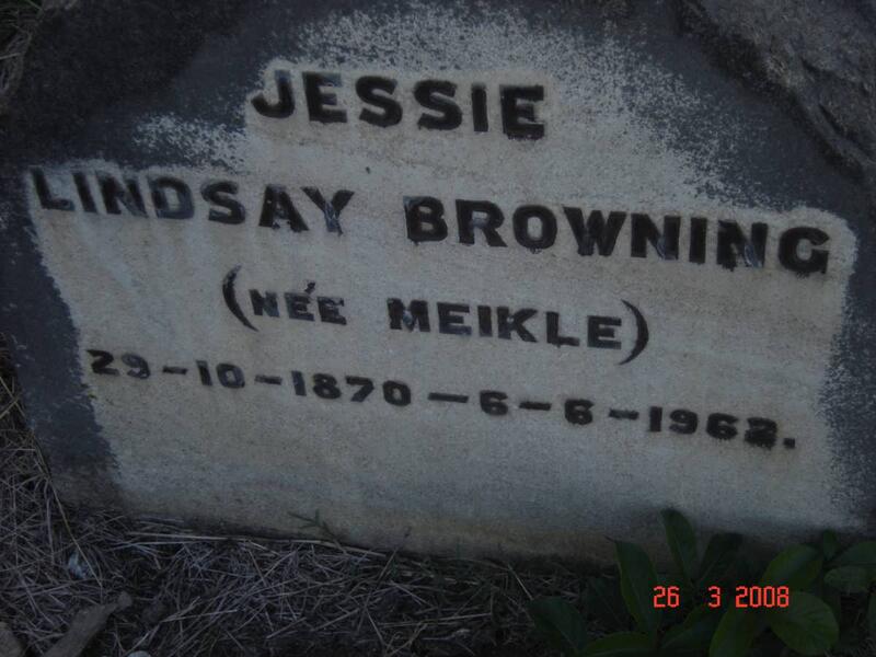 BROWNING Jessie Lindsay nee MEIKLE 1870-1962