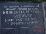 STEWART Embrentia Susanna nee VAN DER WATT 1929-1996