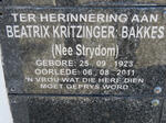 BAKKES Beatrix Kritzinger nee STRYDOM 1923-2011
