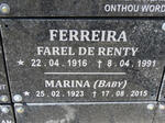 FERREIRA Farel de Renty 1916-1991 & Marina 1923-2015
