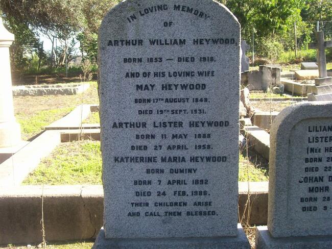 HEYWOOD Arthur William 1853-1918 & May 1848-1931 :: HEYWOOD Arthur Lister 1888-1958 & Katherine Maria DUMINY 1892-1986