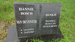 DEVENTER Hannie Bosch, van 1924-2017