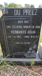 PREEZ Hermanus Adam, du 1885-1971