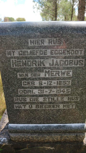 MERWE Hendrik Jacobus, van der 1853-1945