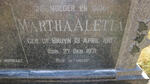 WALT Abraham, van der 1883-1947 & Martha Aletta DE BRUYN 1887-1971